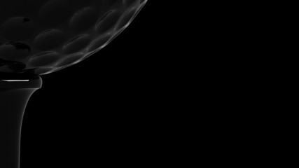 Rotating golf ball on tee in macro