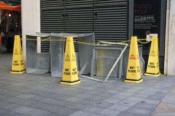 Bad use of wet floor signs