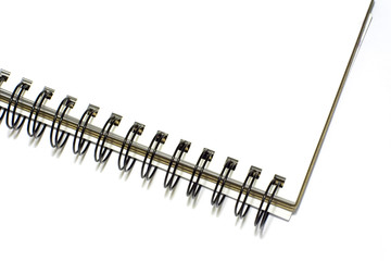 Empty notebook with white background