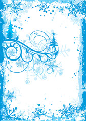 Christmas grunge floral frame, vector illustration