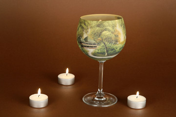 Candle holder made of painting coloured glass