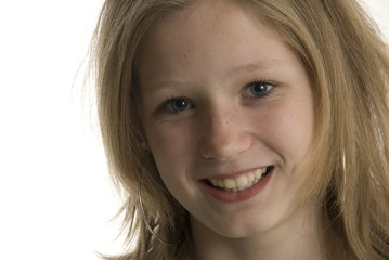 Naklejka premium cheerful blond teenage girl