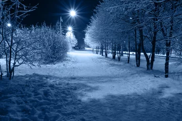 Fotobehang Winter nacht stad