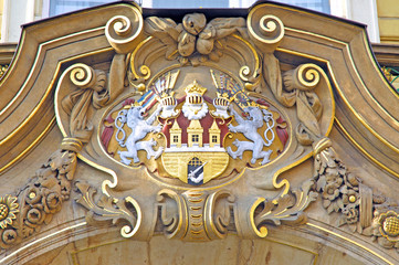 Czech Republic, Prague: blazon on an ancient door