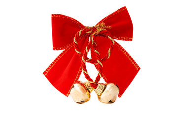 Festive Red Bow with Golden Bells