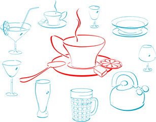 crockery, kitchen things and elements of service