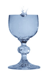 blue glass with water