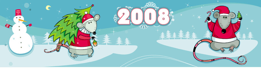 christmas, new year, winter banner with rats