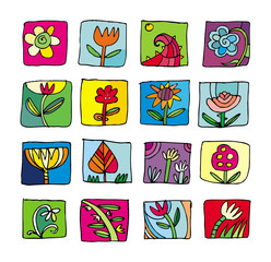 colorful flowers icons