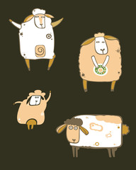 Obraz premium coffee sheeps set