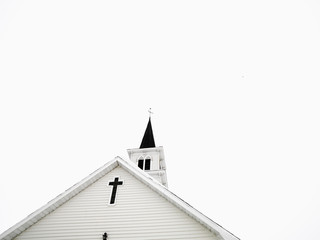 Fototapeta White church with steeple. obraz
