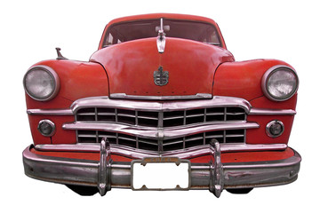 Plakat czerwony oldtimer car - Kuba