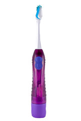 purple electric toothbrush on white