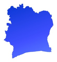 Naklejka premium blue gradient map of Cote D'Ivoire