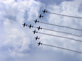 Acrobat propeller making smoke