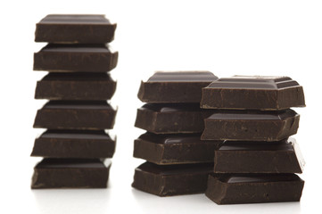 black bitter chocolate on white background