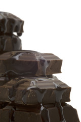 black bitter chocolate on white background