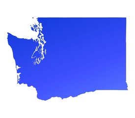 blue gradient map of Washington, USA