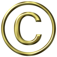 3D Golden Copyright Symbol