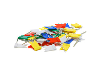 Multicoloured flag shape push pins
