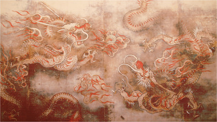 Fototapeta premium Ancient Painting of Dragon