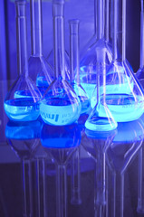 test tubes blue light