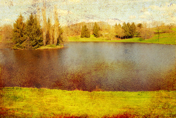 old-fashioned landscape - antique house
