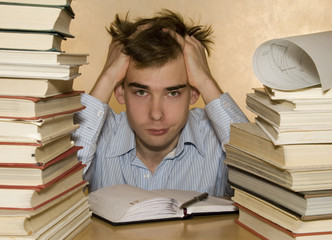 Student with textbooks  