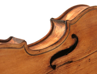 Close-up of the body of antique violin