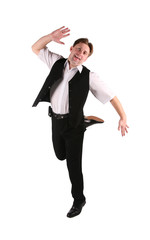 contented businessman dance