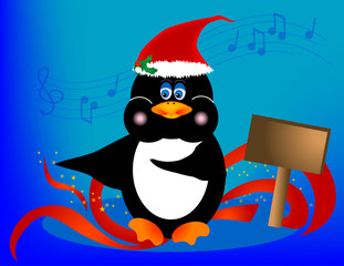 Dancing Penguin w/sign