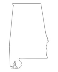 outline Alabama map with shadow