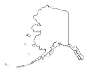outline Alaska map with shadow