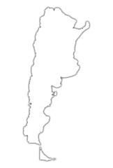 outline Argentina map with shadow