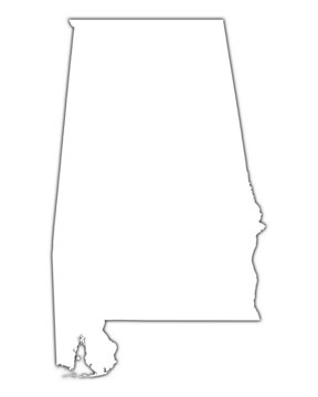 outline Alabama map with shadow