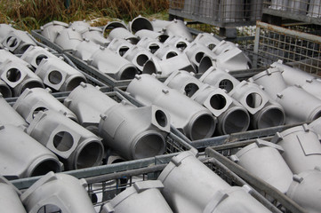 warehouse. pump blocks of motor