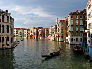 Fototapeta na wymiar Wenecja Włochy Scena Gondola