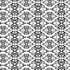 Seamless black ornament pattern on white