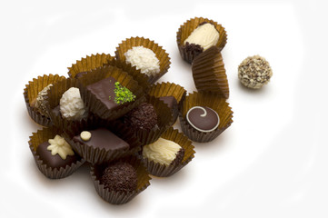 chocolate candy on white background