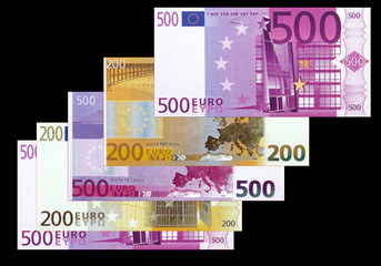 euros sur fond noir