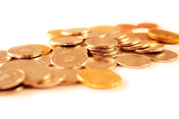 money coins on white