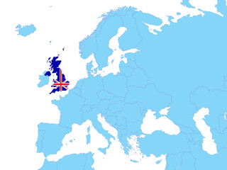 Fototapeta na wymiar UK on Europe map