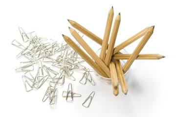 Pencils and paper clips