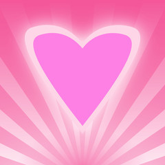 Pink Love Heart on Bright Pink Rays