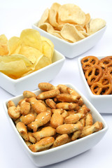 Fishy crackers and snacks, isolated on white