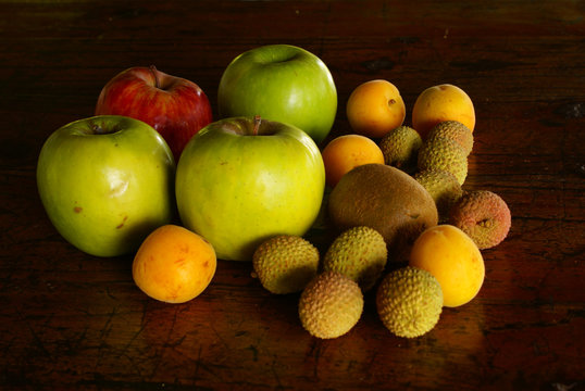 Fruits on old country table