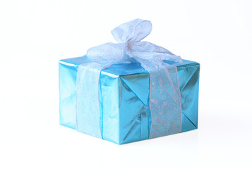 Simple blue present isolated on white