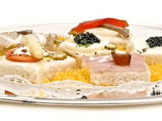 Appetizer with caviar, and other delights