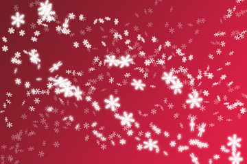 white snowflakes on red gradient background