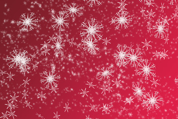 white snowflakes on red gradient background